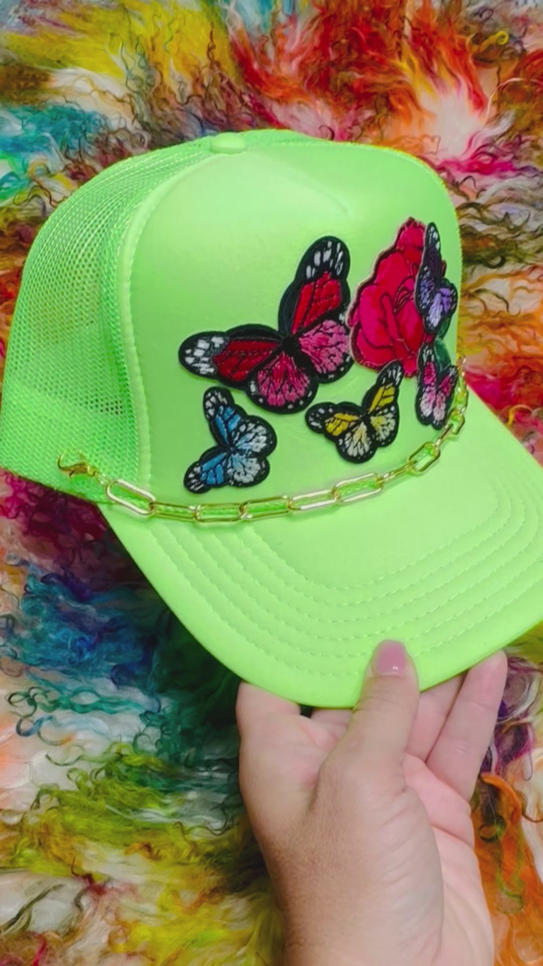 3D Butterfly Rose Trucker Hat