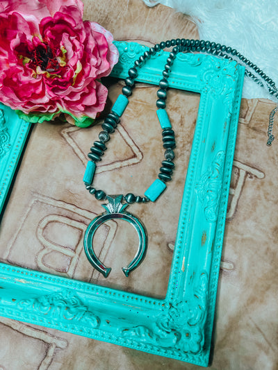 Turquoise Necklace with Navajo Pendant