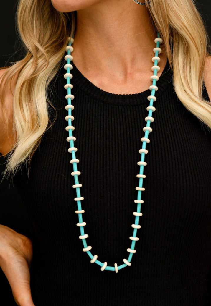 Turquoise and Ivory Long Necklace